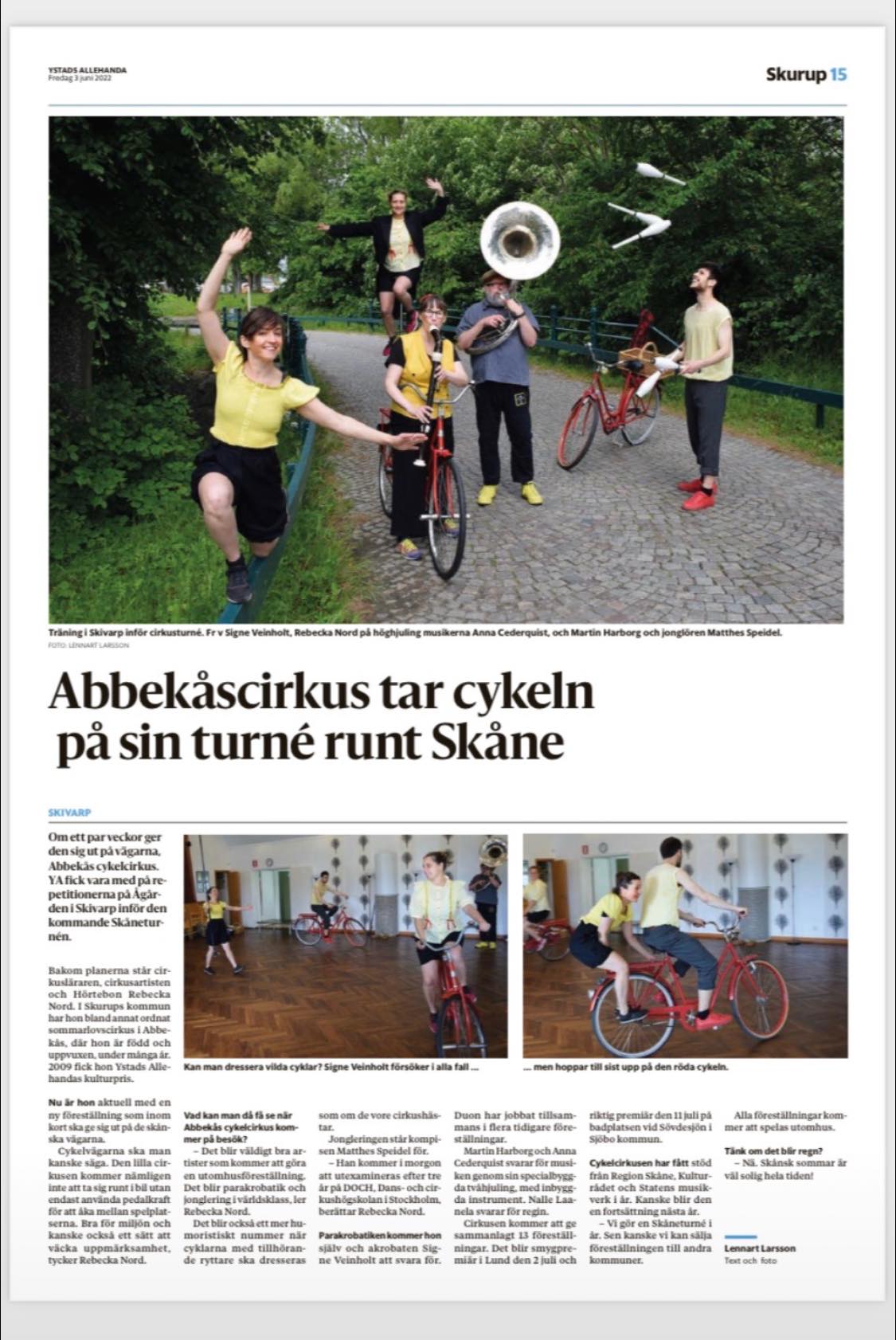 Cykelcirkus Ystads Allehanda 2022
