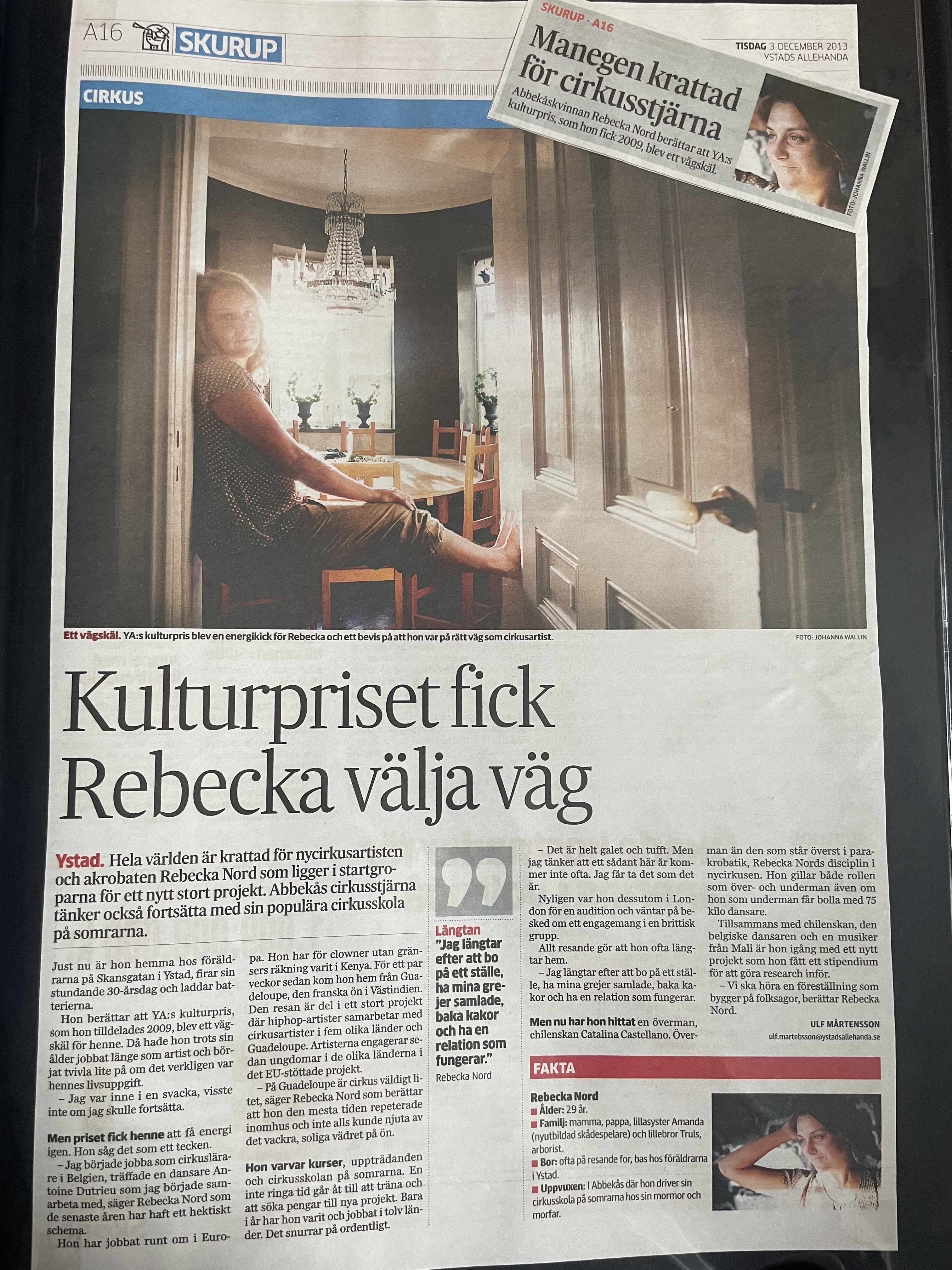 Rebecka Nord Ystads allehanda 2013